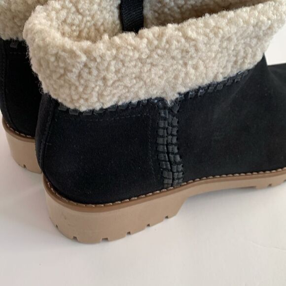 Jack Rogers Sophie Sherpa trim black suede leather ankle boots woman’s size 10 - Picture 6 of 10